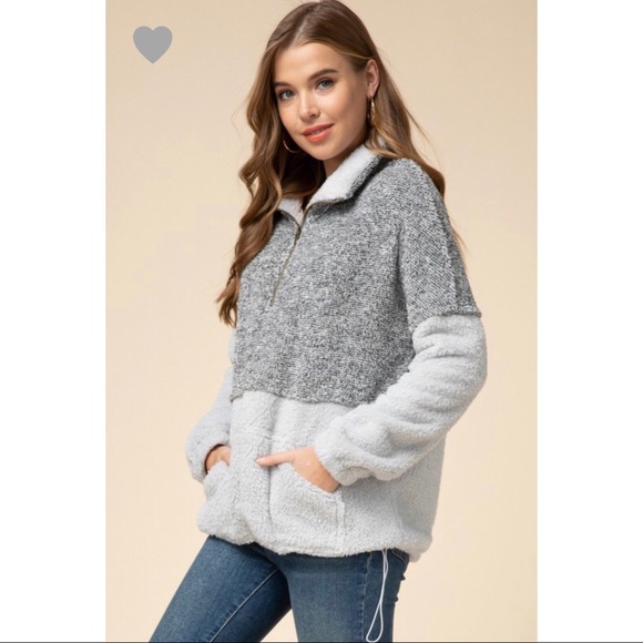 Maggie Two Toned Sheri Pullover - Charcoal - Picture 3 of 7